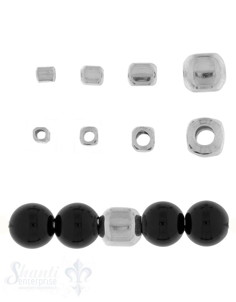Zwischenteil Silber Quader 2.5x2.5x3 mm poliert 1 Pack = ca. 74 Stk. ca. 5 gr. - Shanti Enterprise AG