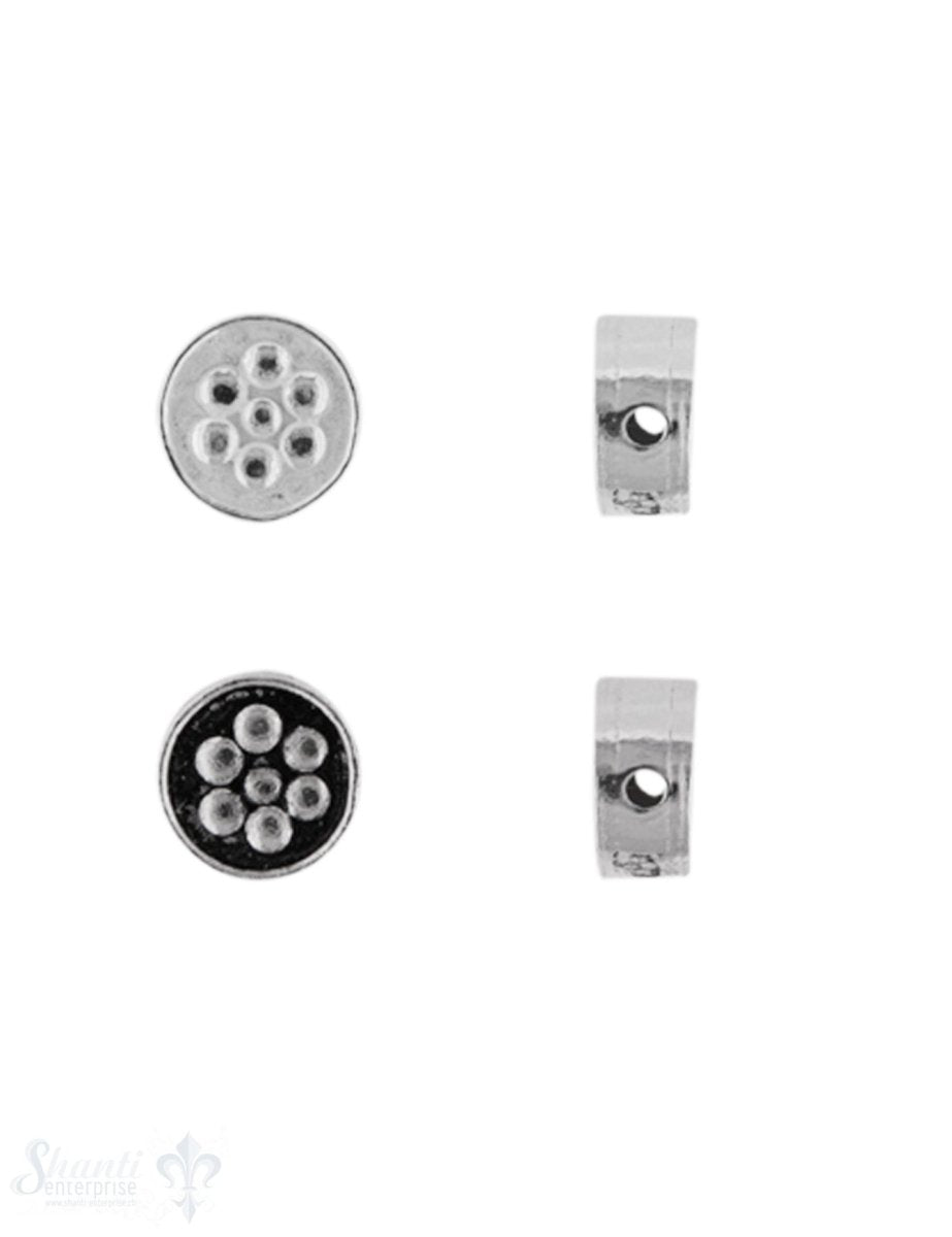 Zwischenteil Silber Rondelle mit Blume 8 mm Dicke 4 mm Loch 1.3 mm Pack = 3 Stk. - Shanti Enterprise AG