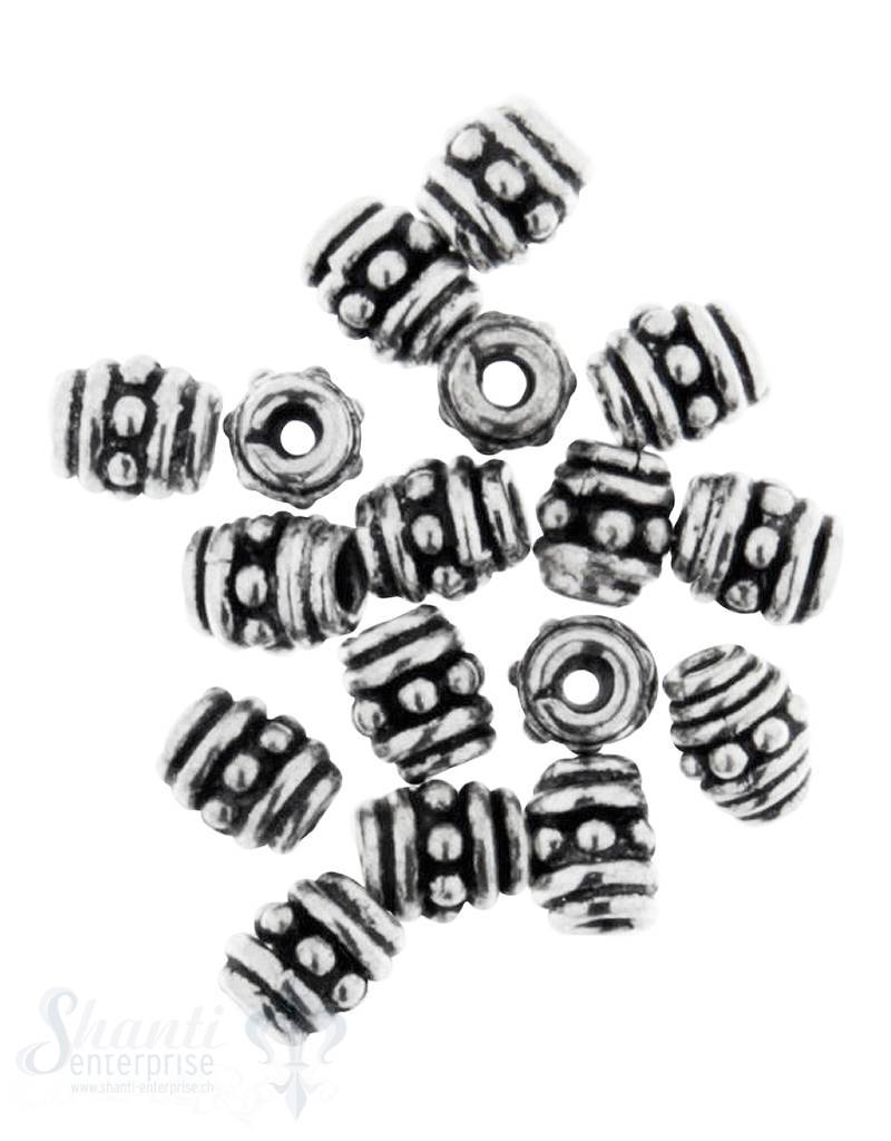 Zwischenteil Silber verziert geschwärzt 4,5x5 mm Loch 1,3 mm 1 Pack = 28 Stk. ca. 10 gr. - Shanti Enterprise AG